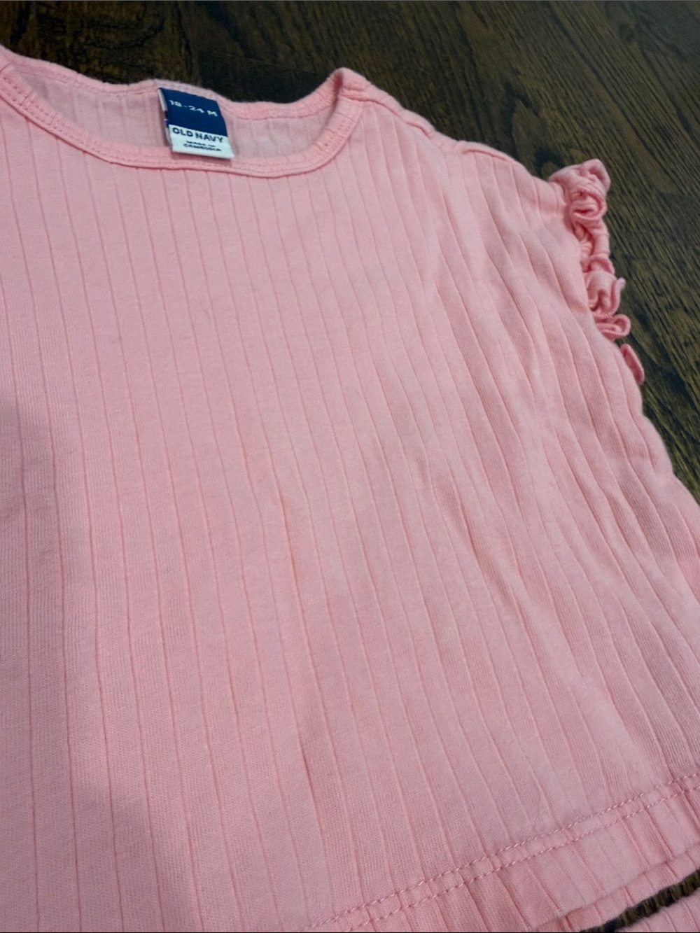 Old Navy Pink Ribbed Two-Piece Matching Set with Ruffle Sleeves - Picture 5 of 6